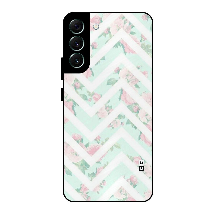 Pastel Floral Zig Zag Metal Back Case for Galaxy S22 Plus 5G
