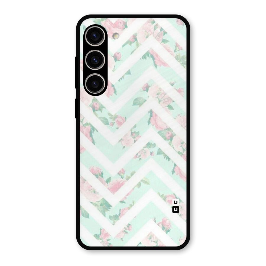 Pastel Floral Zig Zag Metal Back Case for Galaxy S23 Plus