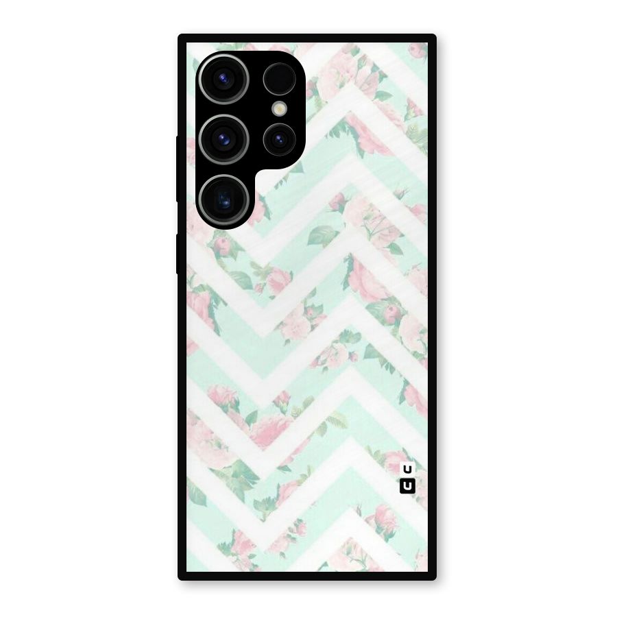 Pastel Floral Zig Zag Metal Back Case for Galaxy S23 Ultra