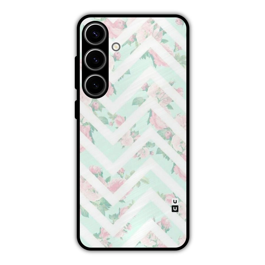 Pastel Floral Zig Zag Metal Back Case for Galaxy S24 Plus