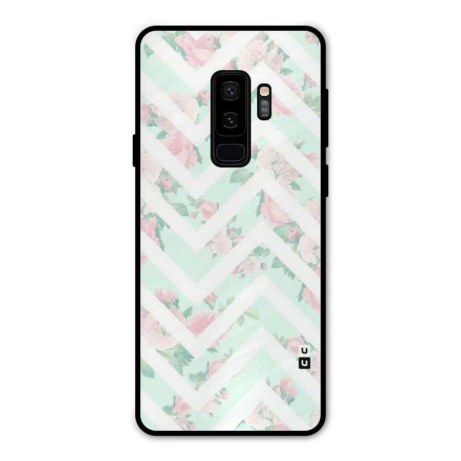 Pastel Floral Zig Zag Metal Back Case for Galaxy S9 Plus