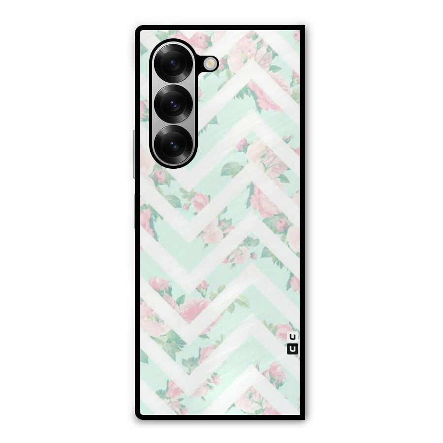 Pastel Floral Zig Zag Metal Back Case for Galaxy Z Fold6