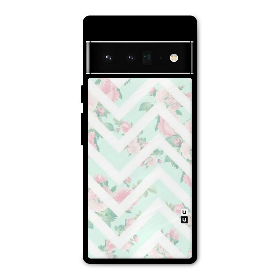 Pastel Floral Zig Zag Metal Back Case for Google Pixel 6 Pro