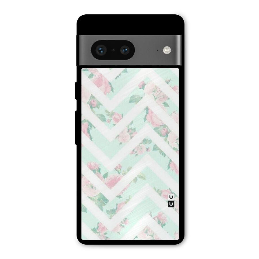 Pastel Floral Zig Zag Metal Back Case for Google Pixel 7