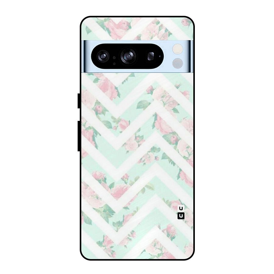 Pastel Floral Zig Zag Metal Back Case for Google Pixel 8 Pro