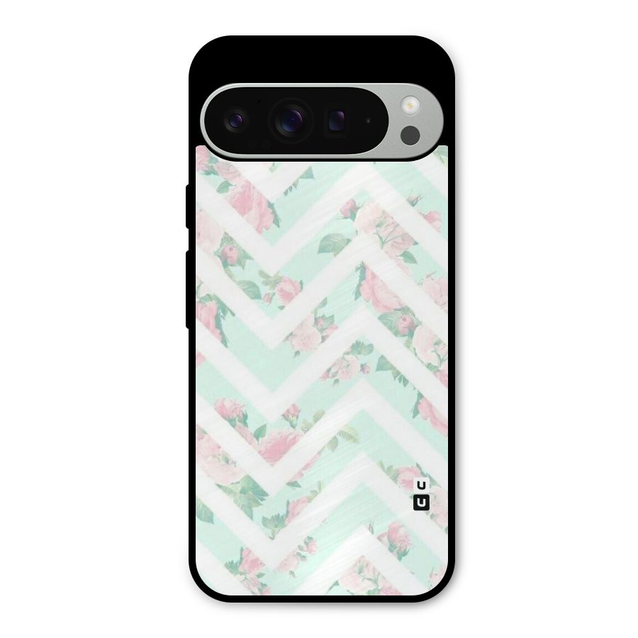 Pastel Floral Zig Zag Metal Back Case for Google Pixel 9 Pro XL