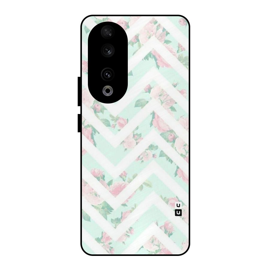 Pastel Floral Zig Zag Metal Back Case for Honor 90