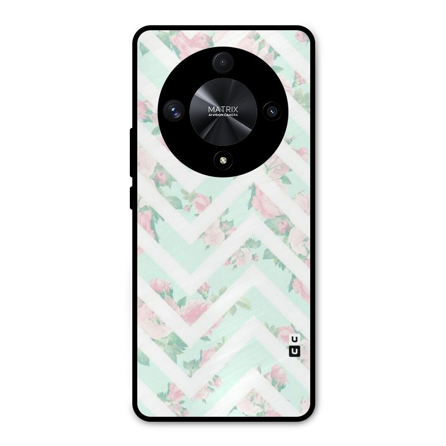 Pastel Floral Zig Zag Metal Back Case for Honor X9b