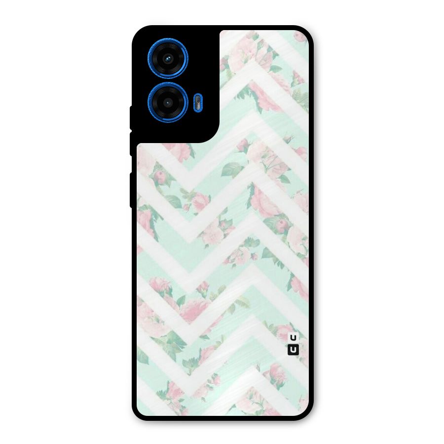 Pastel Floral Zig Zag Metal Back Case for Moto G45