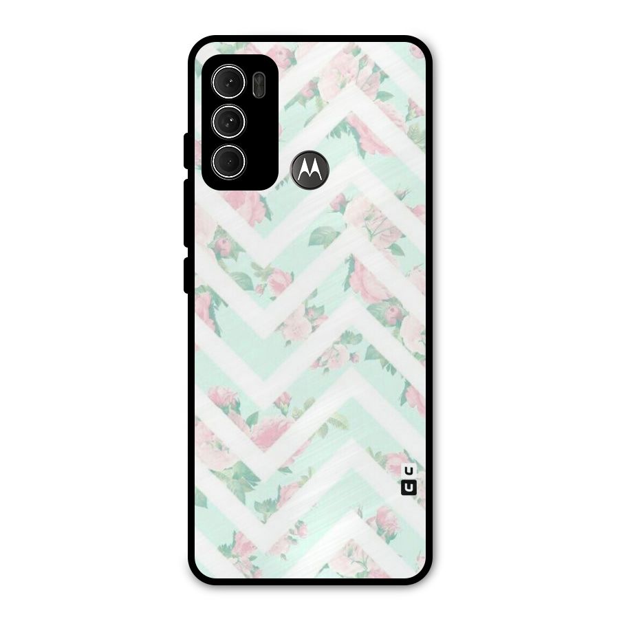 Pastel Floral Zig Zag Metal Back Case for Moto G60