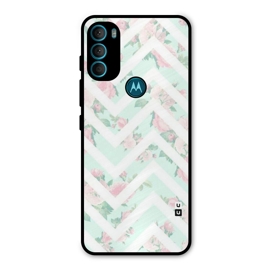 Pastel Floral Zig Zag Metal Back Case for Moto G71 5G
