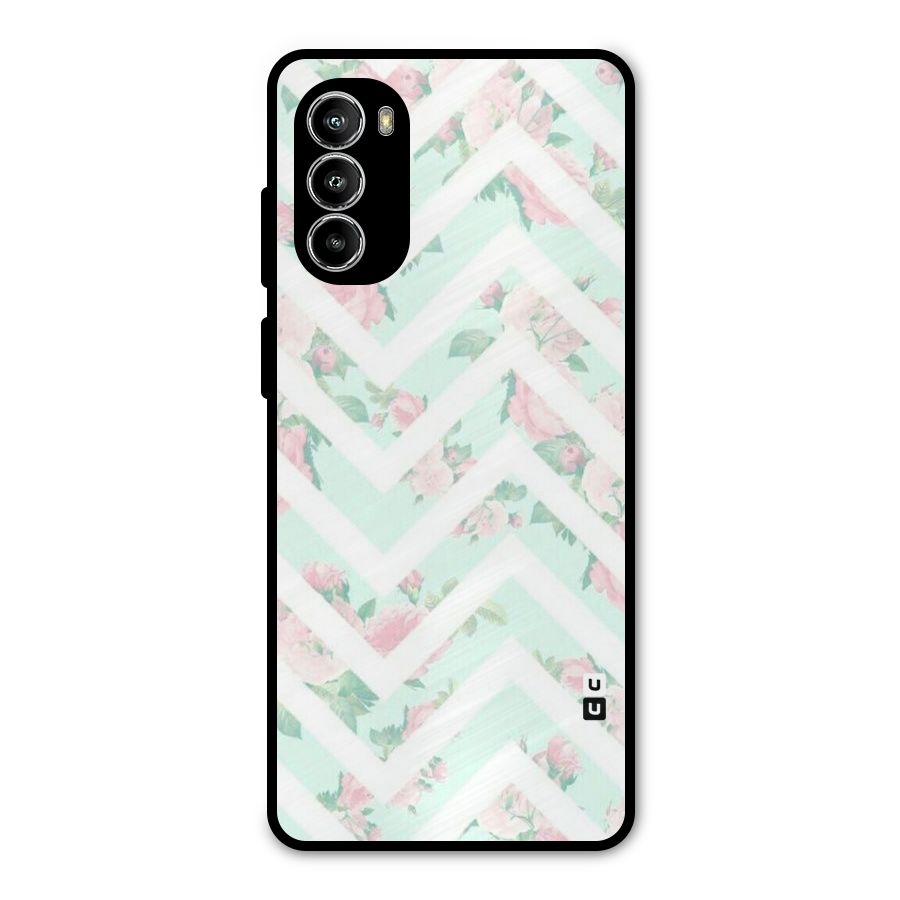 Pastel Floral Zig Zag Metal Back Case for Moto G82