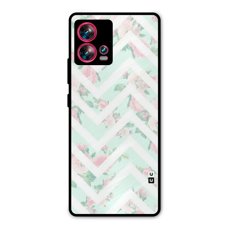 Pastel Floral Zig Zag Metal Back Case for Motorola Edge 30 Fusion