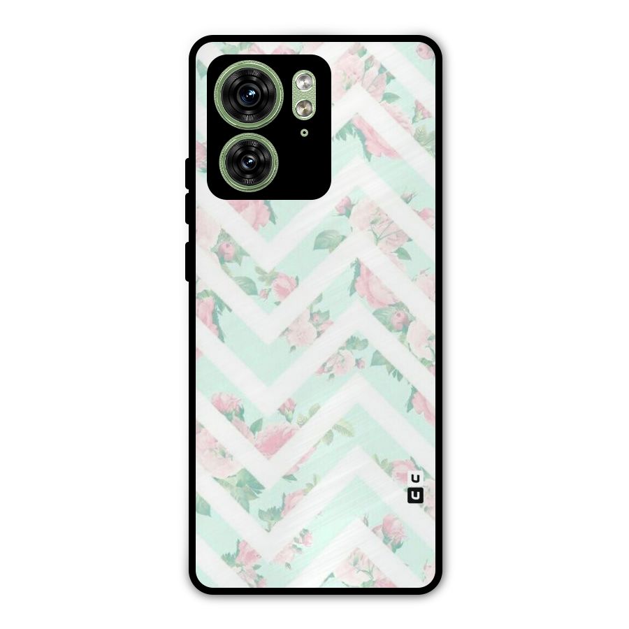 Pastel Floral Zig Zag Metal Back Case for Motorola Edge 40 5G