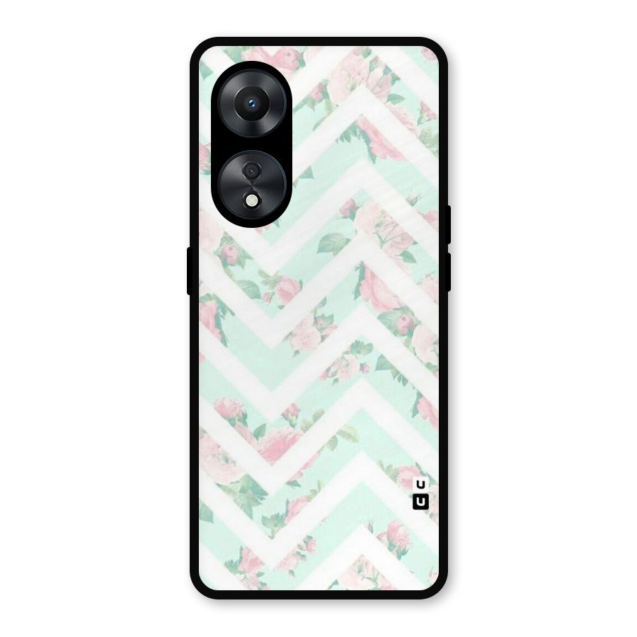Pastel Floral Zig Zag Metal Back Case for Oppo A78