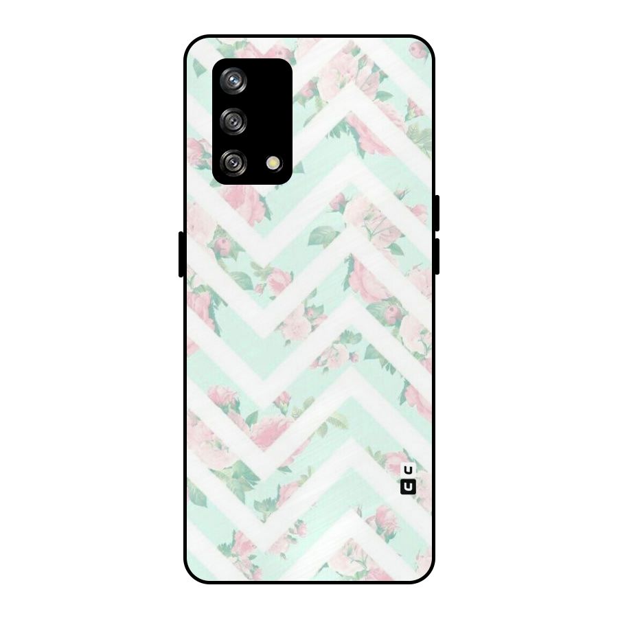 Pastel Floral Zig Zag Metal Back Case for Oppo F19