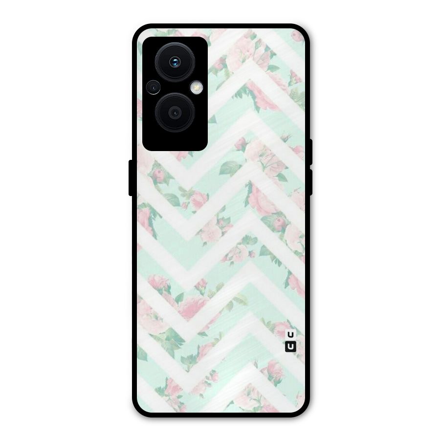Pastel Floral Zig Zag Metal Back Case for Oppo F21 Pro 5G