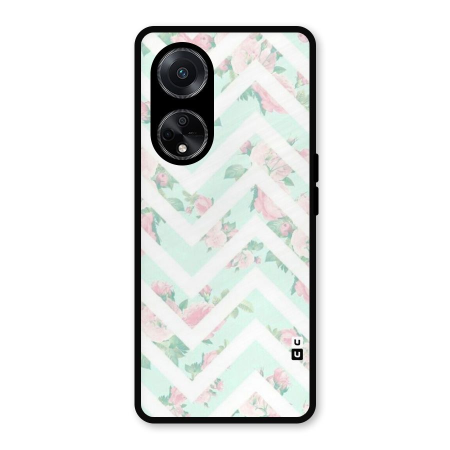 Pastel Floral Zig Zag Metal Back Case for Oppo F23