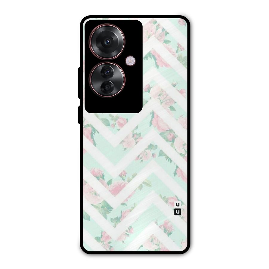 Pastel Floral Zig Zag Metal Back Case for Oppo F25 Pro