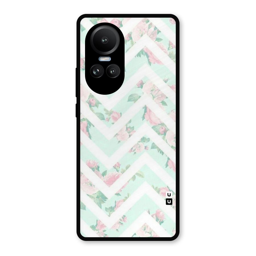 Pastel Floral Zig Zag Metal Back Case for Oppo Reno10
