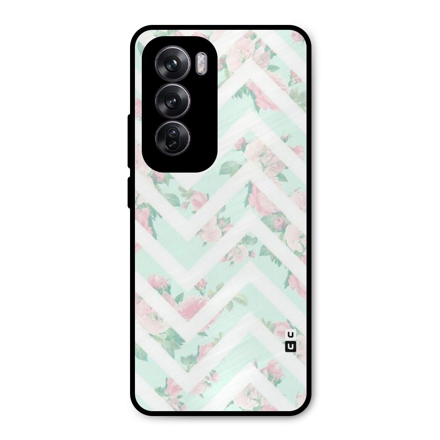Pastel Floral Zig Zag Metal Back Case for Oppo Reno12 Pro
