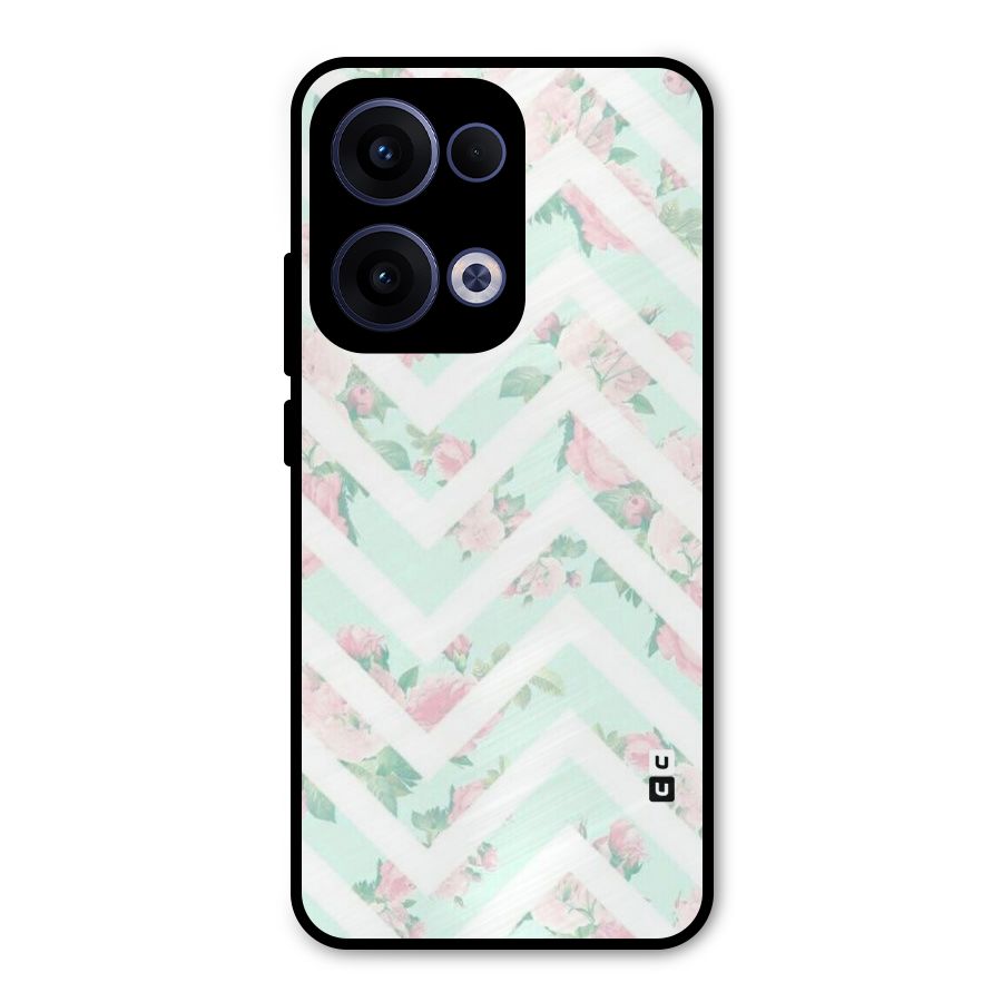 Pastel Floral Zig Zag Metal Back Case for Oppo Reno13