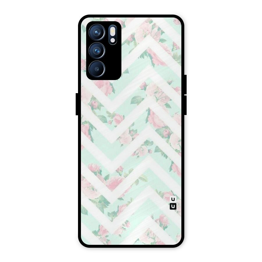 Pastel Floral Zig Zag Metal Back Case for Oppo Reno6 5G