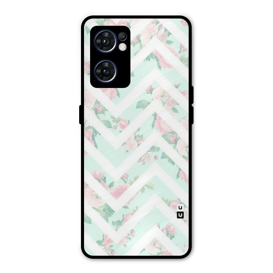 Pastel Floral Zig Zag Metal Back Case for Oppo Reno7 5G