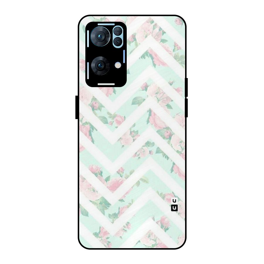 Pastel Floral Zig Zag Metal Back Case for Oppo Reno7 Pro 5G