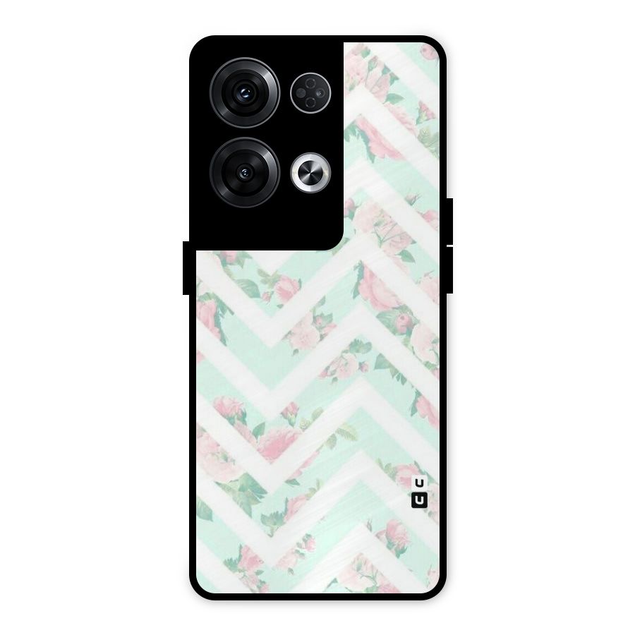 Pastel Floral Zig Zag Metal Back Case for Oppo Reno8 Pro 5G
