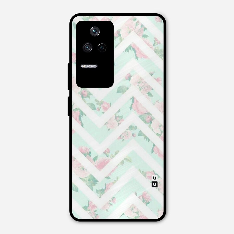 Pastel Floral Zig Zag Metal Back Case for Poco F4 5G