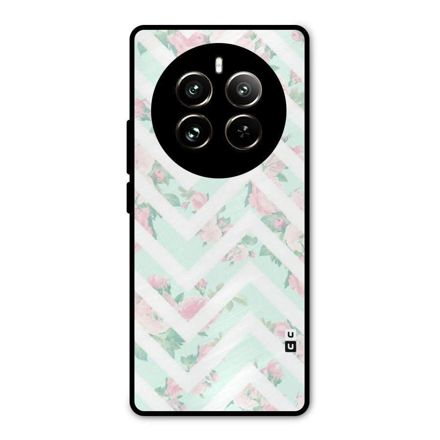 Pastel Floral Zig Zag Metal Back Case for Realme 12 Pro