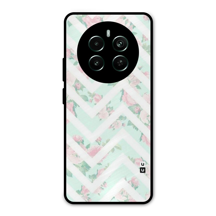 Pastel Floral Zig Zag Metal Back Case for Realme 12 Pro Plus