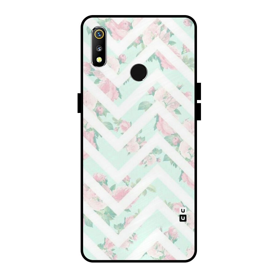 Pastel Floral Zig Zag Metal Back Case for Realme 3i
