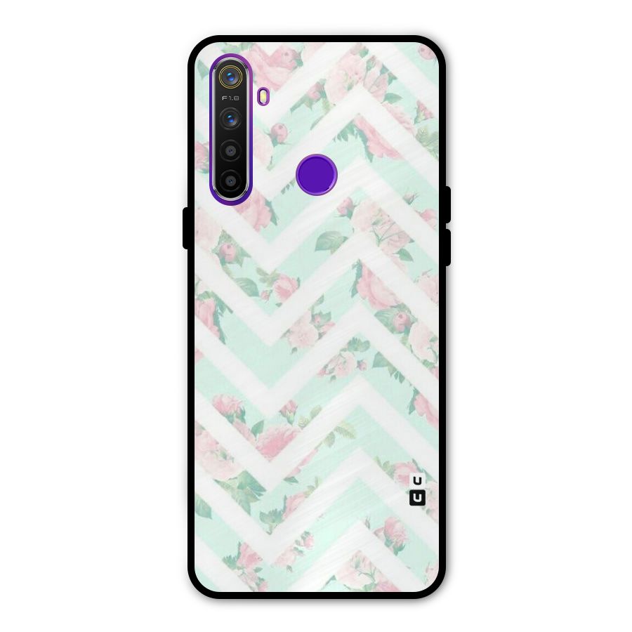 Pastel Floral Zig Zag Metal Back Case for Realme 5