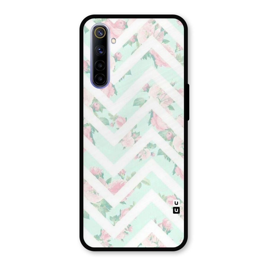 Pastel Floral Zig Zag Metal Back Case for Realme 6