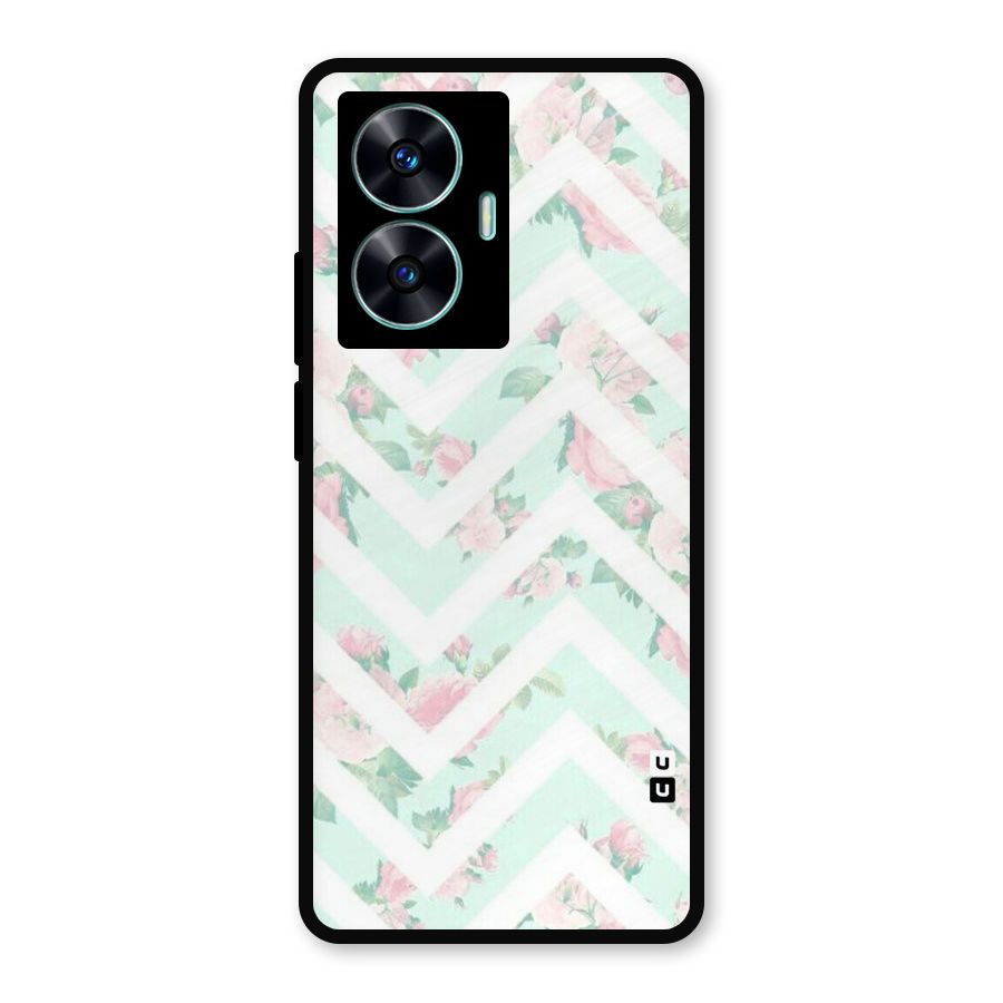 Pastel Floral Zig Zag Metal Back Case for Realme Narzo N55
