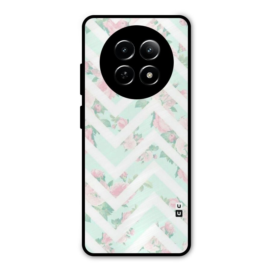 Pastel Floral Zig Zag Metal Back Case for Realme Narzo N65