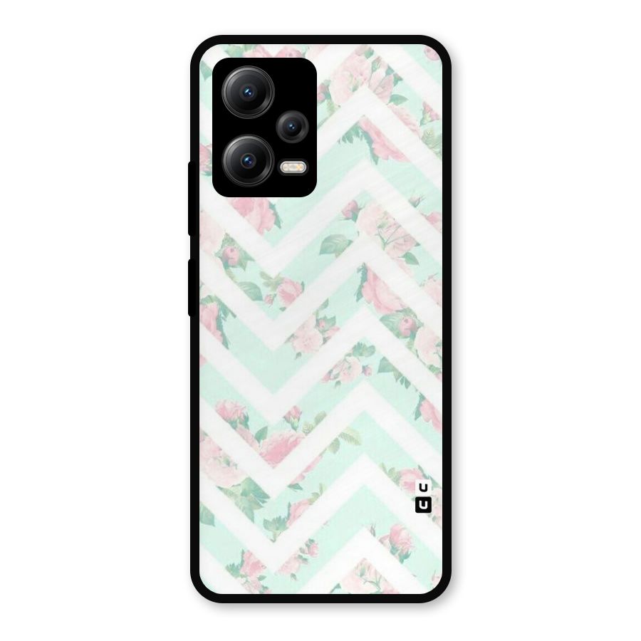 Pastel Floral Zig Zag Metal Back Case for Redmi Note 12 5G