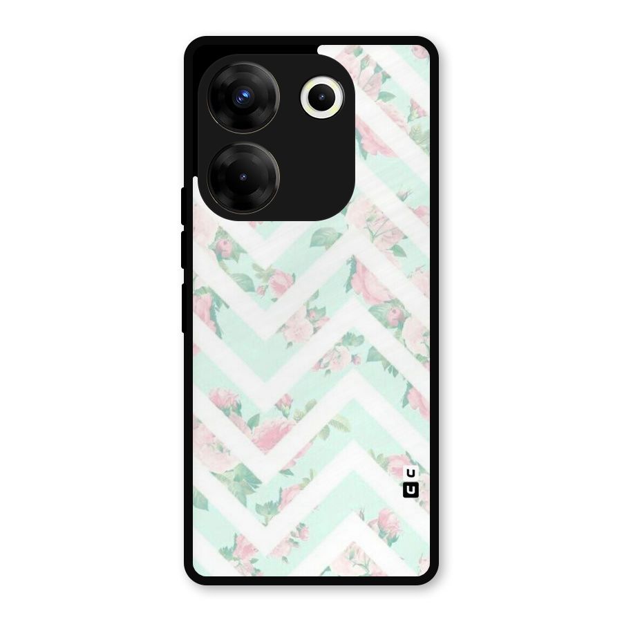 Pastel Floral Zig Zag Metal Back Case for Tecno Camon 20