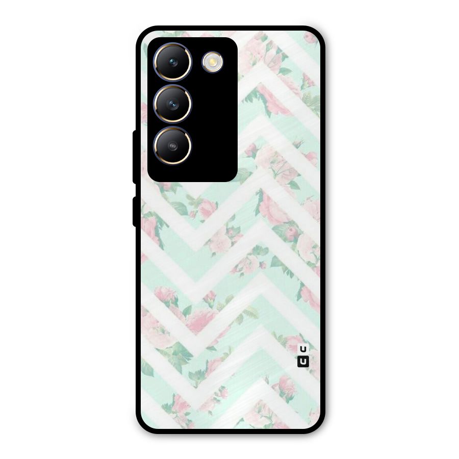 Pastel Floral Zig Zag Metal Back Case for Vivo T3 5G