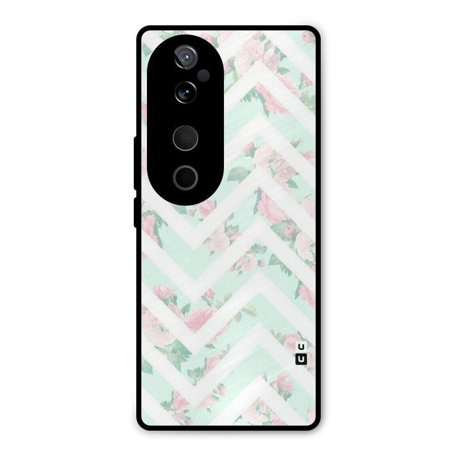 Pastel Floral Zig Zag Metal Back Case for Vivo T3 Ultra