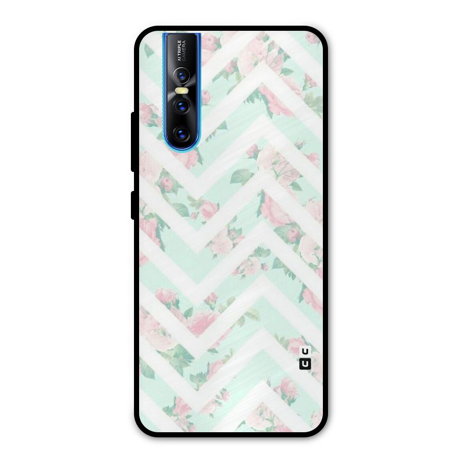 Pastel Floral Zig Zag Metal Back Case for Vivo V15 Pro