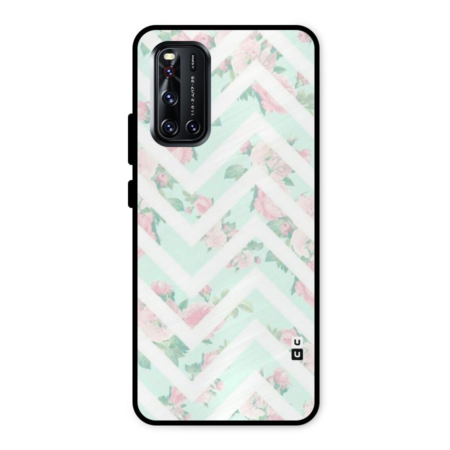 Pastel Floral Zig Zag Metal Back Case for Vivo V19