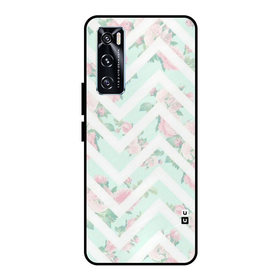 Pastel Floral Zig Zag Metal Back Case for Vivo V20 SE