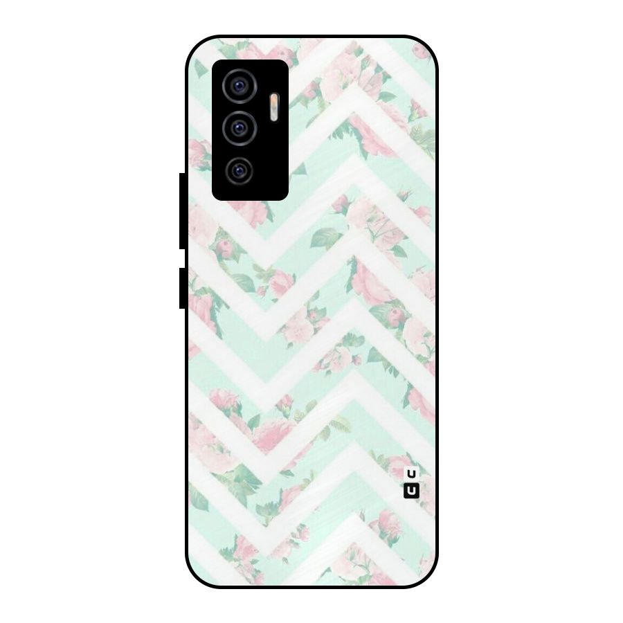 Pastel Floral Zig Zag Metal Back Case for Vivo V23e