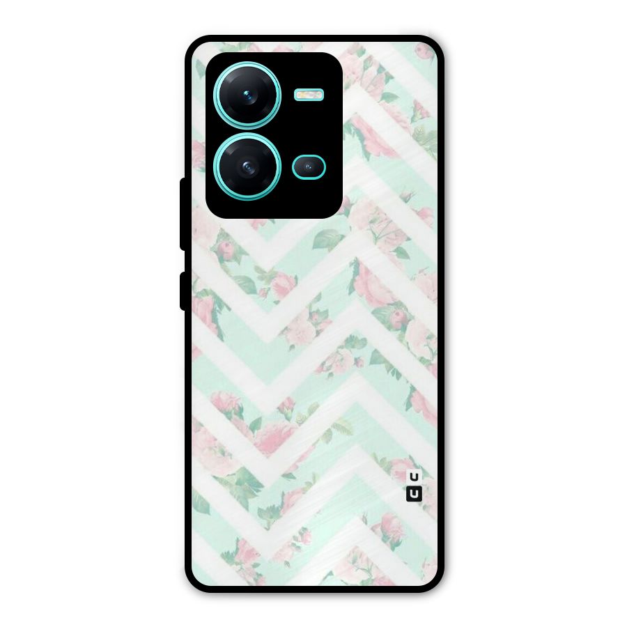 Pastel Floral Zig Zag Metal Back Case for Vivo V25