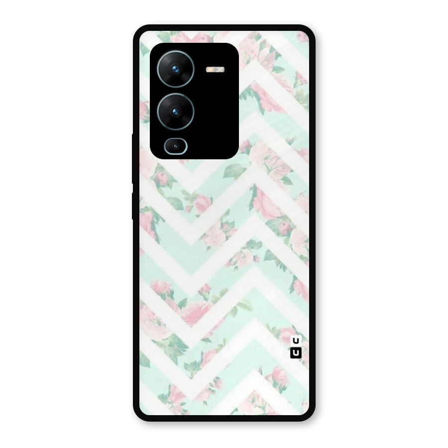 Pastel Floral Zig Zag Metal Back Case for Vivo V25 Pro