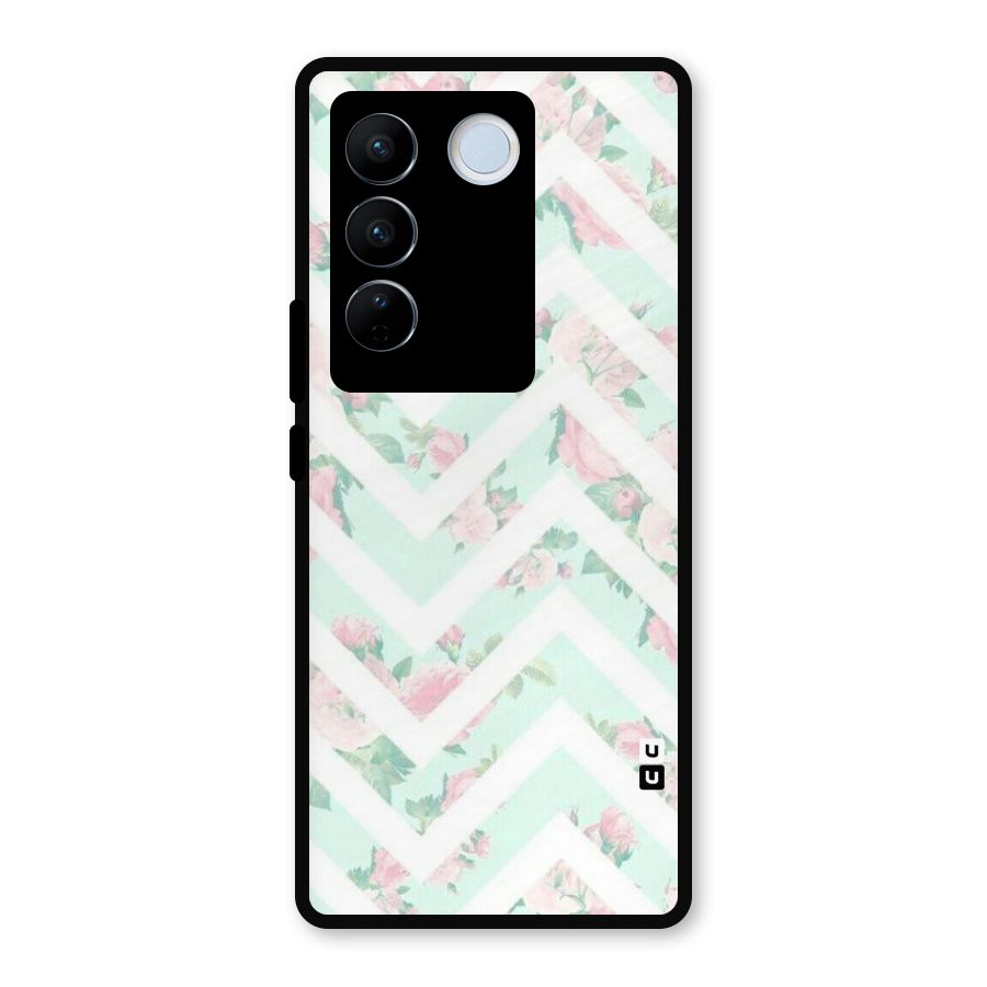 Pastel Floral Zig Zag Metal Back Case for Vivo V27