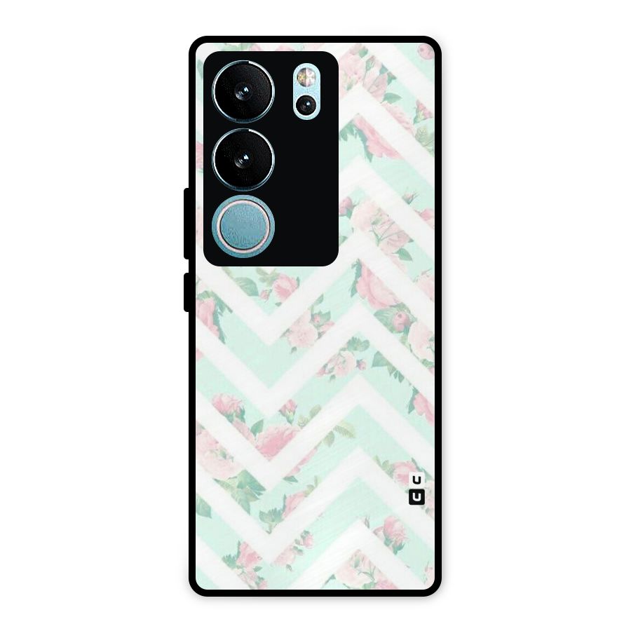 Pastel Floral Zig Zag Metal Back Case for Vivo V29 Pro